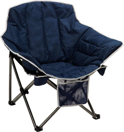 Oversized Padded Camping Chairs for Adults, 500Lbs Capacity | Heavy Duty Folding Chair Large Sofa Chair, Portable Lawn Chair with Carry Bag & Side Pocket for Camping/Rv/Sports/Fishing