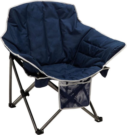 Oversized Padded Camping Chairs for Adults, 500Lbs Capacity | Heavy Duty Folding Chair Large Sofa Chair, Portable Lawn Chair with Carry Bag & Side Pocket for Camping/Rv/Sports/Fishing