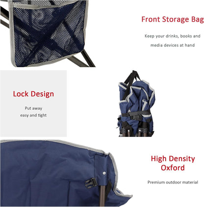 Oversized Padded Camping Chairs for Adults, 500Lbs Capacity | Heavy Duty Folding Chair Large Sofa Chair, Portable Lawn Chair with Carry Bag & Side Pocket for Camping/Rv/Sports/Fishing