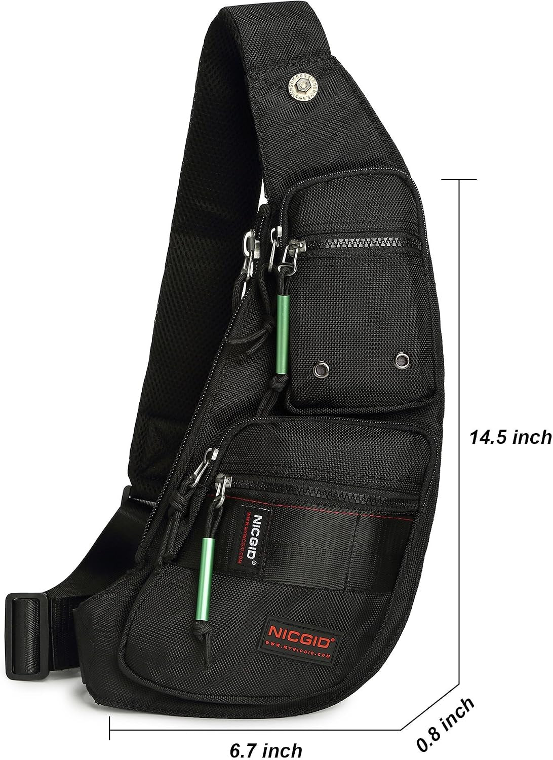 Sling Bag Chest Shoulder Backpack Crossbody Bags Casual Daypack for Men Women (Black-2854)