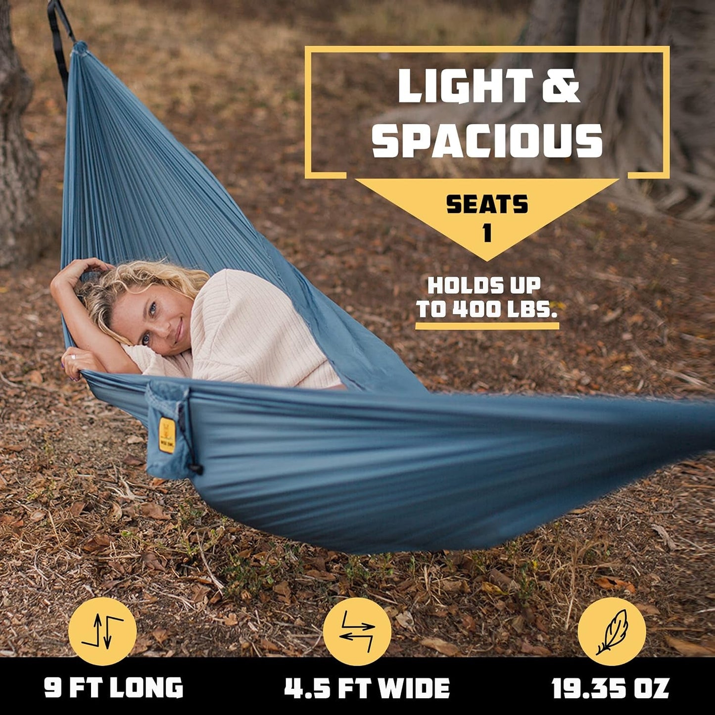 Camping Hammock - Lightweight, Portable Hammock W/Tree Straps - Outdoor Hammock for Beach, Hiking, Backpacking and Travel