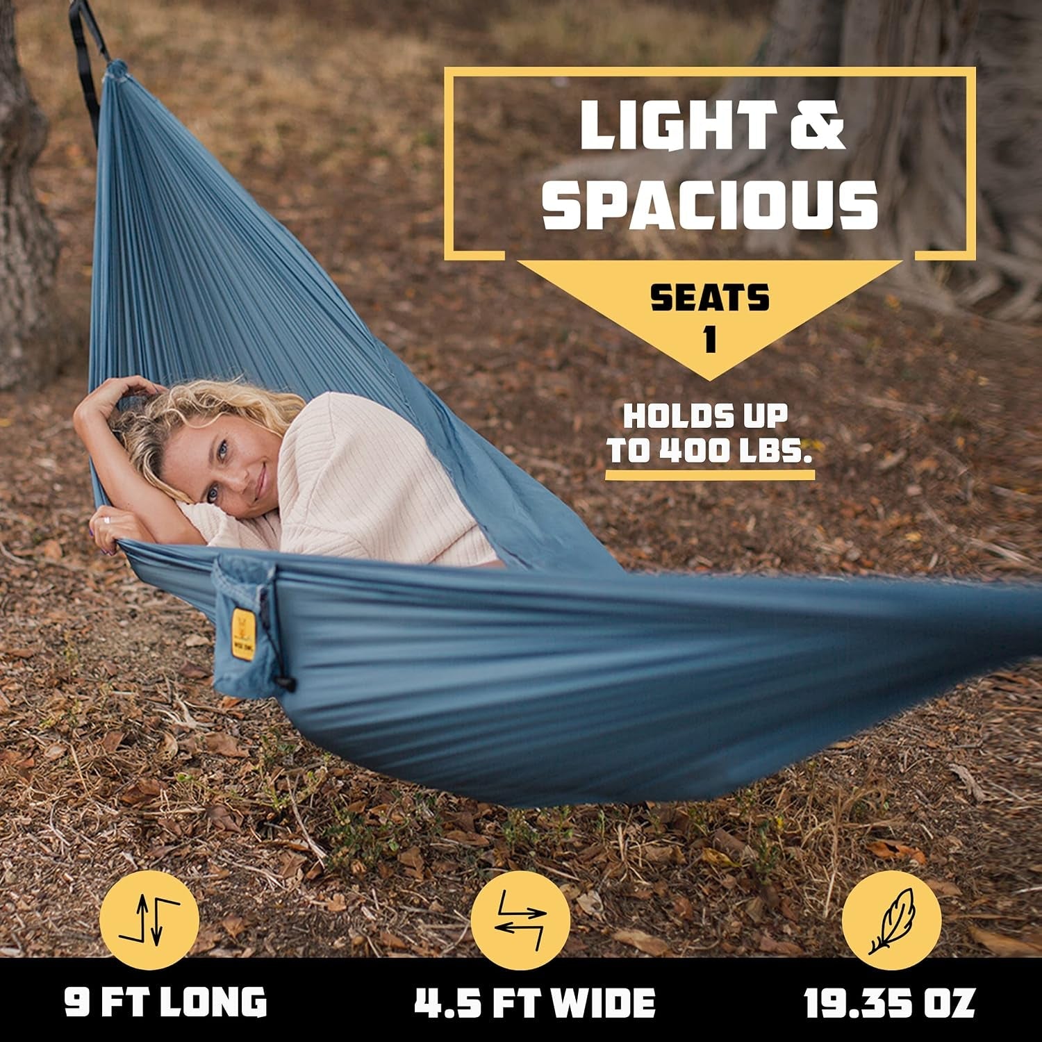 Camping Hammock - Lightweight, Portable Hammock W/Tree Straps - Outdoor Hammock for Beach, Hiking, Backpacking and Travel