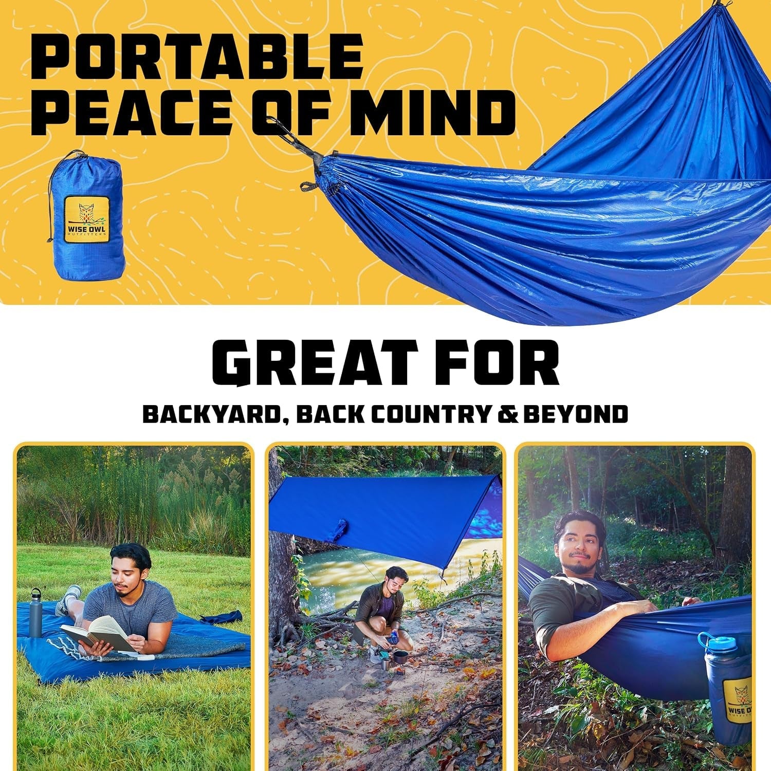Camping Hammock – up to 500Lbs Portable Hammock with Tree Straps - Travel, Backpacking, Hiking, Outdoors Camping Gear - Single or Double