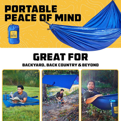 Camping Hammock – up to 500Lbs Portable Hammock with Tree Straps - Travel, Backpacking, Hiking, Outdoors Camping Gear - Single or Double