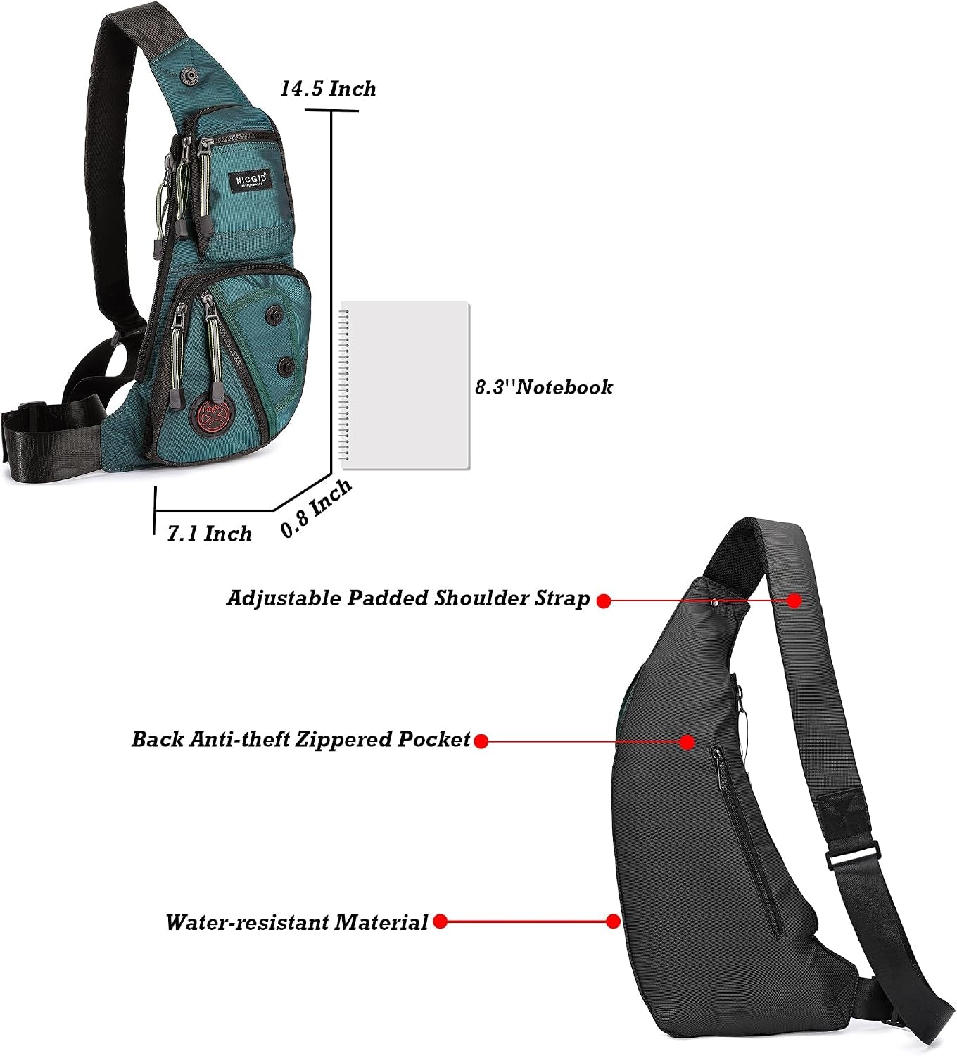 Sling Bag Chest Shoulder Backpack Crossbody Bags Casual Daypack for Men Women