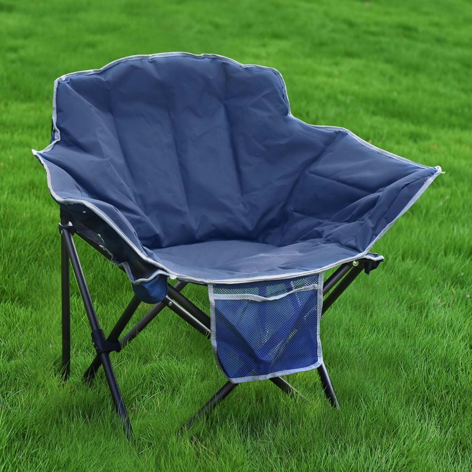 Oversized Padded Camping Chairs for Adults, 500Lbs Capacity | Heavy Duty Folding Chair Large Sofa Chair, Portable Lawn Chair with Carry Bag & Side Pocket for Camping/Rv/Sports/Fishing