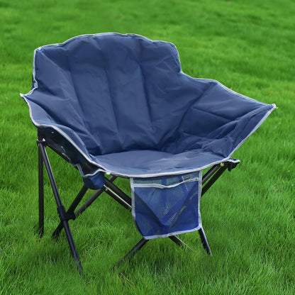 Oversized Padded Camping Chairs for Adults, 500Lbs Capacity | Heavy Duty Folding Chair Large Sofa Chair, Portable Lawn Chair with Carry Bag & Side Pocket for Camping/Rv/Sports/Fishing