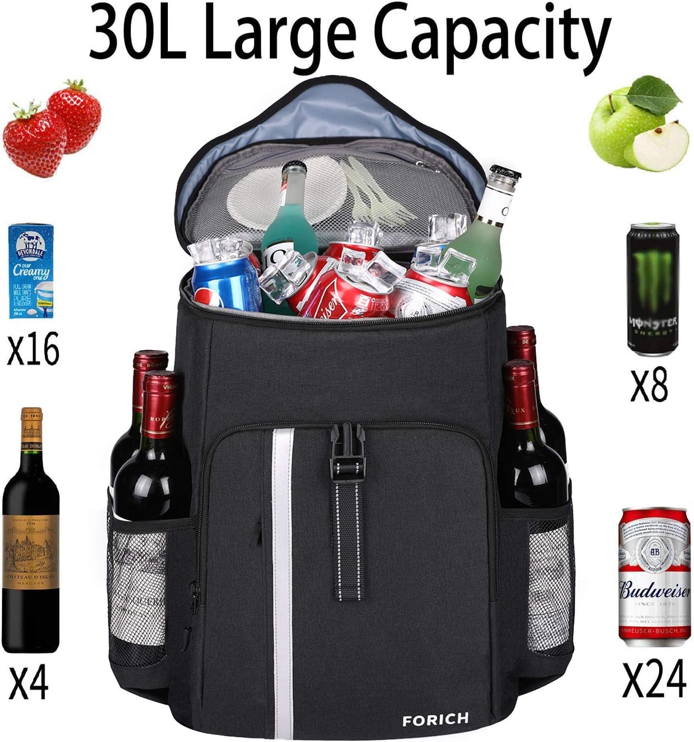 Backpack Cooler Leakproof Insulated Waterproof Backpack Cooler Bag, Lightweight Soft Beach Cooler Backpack for Men Women to Work Lunch Picnics Camping Hiking, 30 Cans