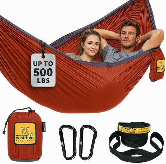 Camping Hammock – up to 500Lbs Portable Hammock with Tree Straps - Travel, Backpacking, Hiking, Outdoors Camping Gear - Single or Double