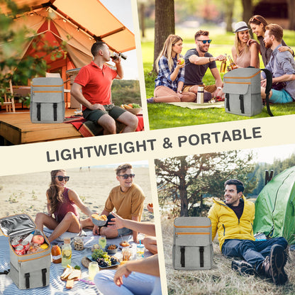 Camping Cooler Backpack 50 Can, Large Capacity Cooler Bag Insulated Compartments Thermal Pocket, Leakproof & Lightweight Travel Cooler Bag, Waterproof Picnic Camping Beach Bag, Gray