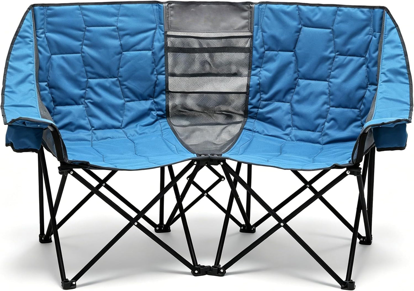 Folding Double Camping Chair, Oversized Loveseat Chair, Heavy Duty Portable/Foldable Lawn Chair with Storage for Outside/Outdoor/Travel/Picnic, Fold up Camp Chairs for Adults 2 People