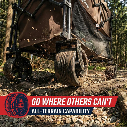 500LBS Heavy Duty Double Decker Wagon with Extender, 400L Large Capacity Collapsible Garden Cart Fits 10X10 Canopy, All-Terrain Big Wheels with Brakes, Foldable Utility Wagon for Sports, Camping