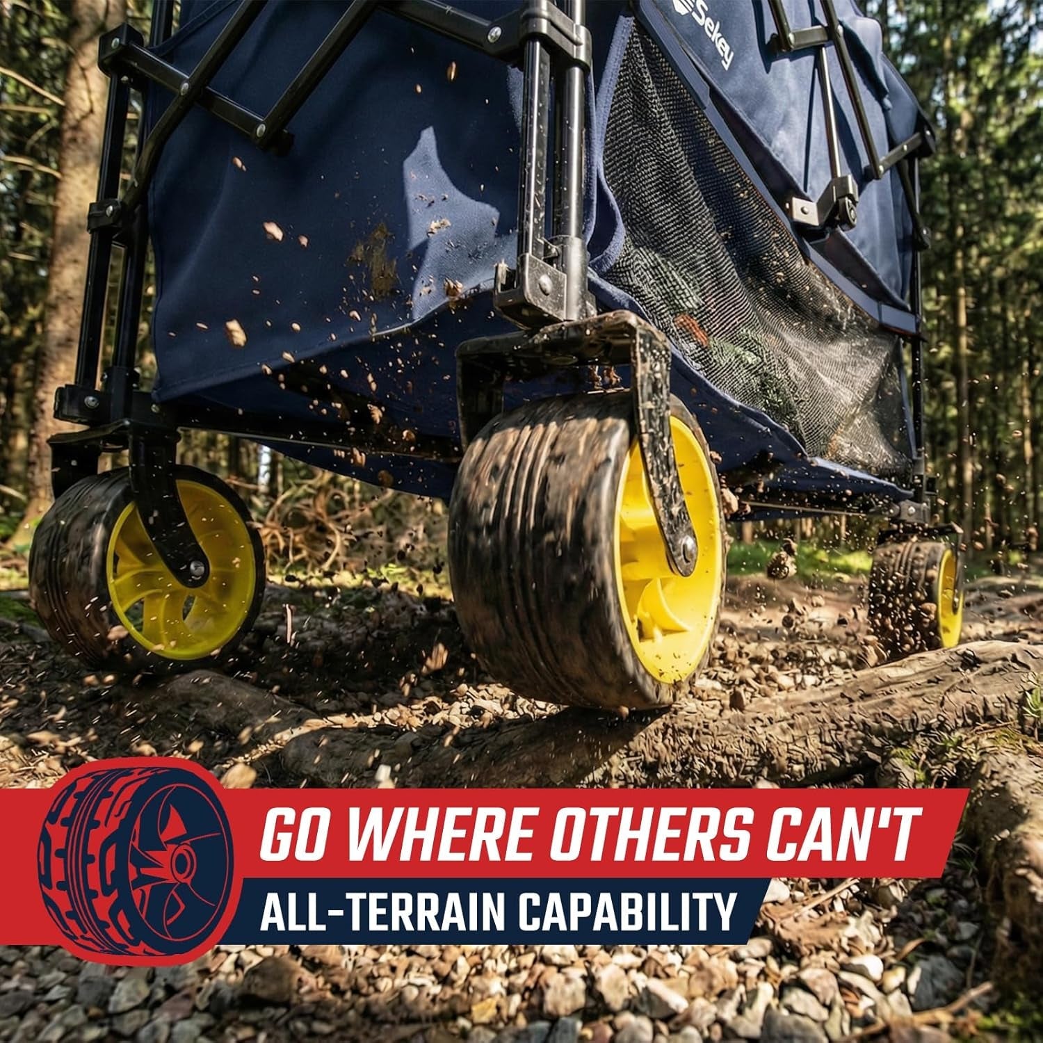 500LBS Heavy Duty Double Decker Wagon with Extender, 400L Large Capacity Collapsible Garden Cart Fits 10X10 Canopy, All-Terrain Big Wheels with Brakes, Foldable Utility Wagon for Sports, Camping