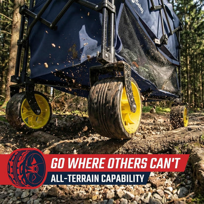 500LBS Heavy Duty Double Decker Wagon with Extender, 400L Large Capacity Collapsible Garden Cart Fits 10X10 Canopy, All-Terrain Big Wheels with Brakes, Foldable Utility Wagon for Sports, Camping
