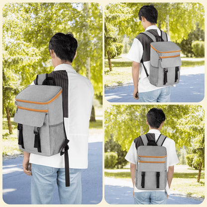 Camping Cooler Backpack 50 Can, Large Capacity Cooler Bag Insulated Compartments Thermal Pocket, Leakproof & Lightweight Travel Cooler Bag, Waterproof Picnic Camping Beach Bag, Gray