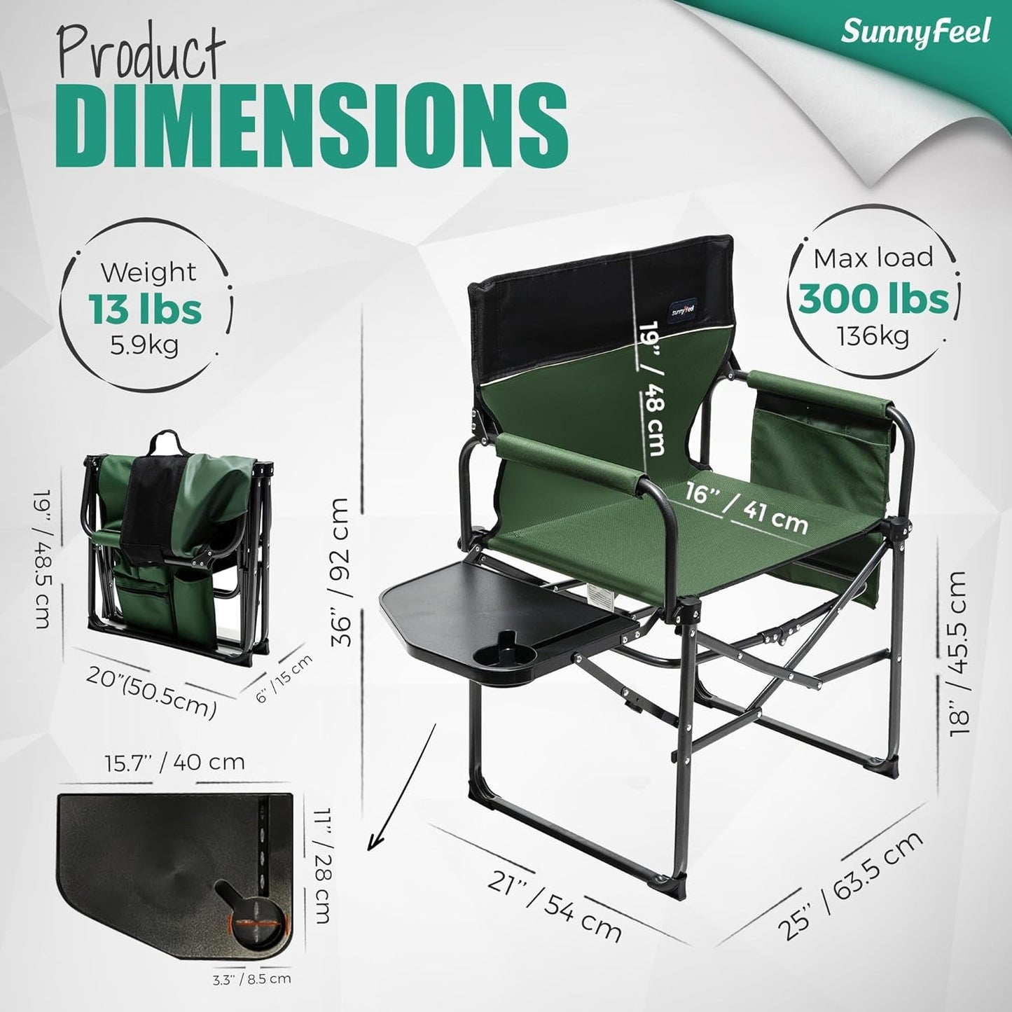 Camping Directors Chair 2 Pack, Heavy Duty,Oversized Portable Folding Chair with Side Table, Pocket for Beach, Fishing,Trip,Picnic,Lawn,Concert Outdoor Foldable Camp Chairs