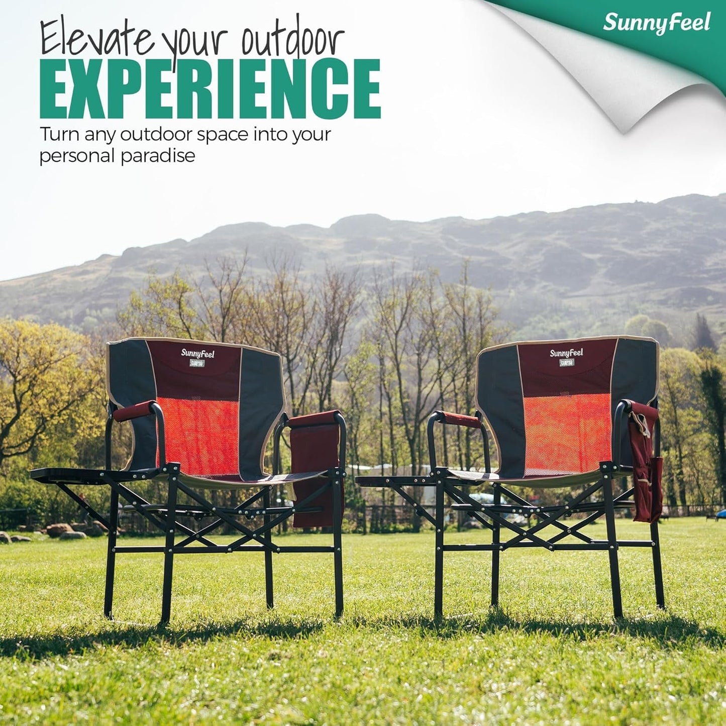 Camping Directors Chair, Heavy Duty,Oversized Portable Folding Chair with Side Table, Pocket for Beach, Fishing,Trip,Picnic,Lawn,Concert Outdoor Foldable Camp Chairs