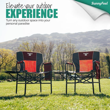Camping Directors Chair, Heavy Duty,Oversized Portable Folding Chair with Side Table, Pocket for Beach, Fishing,Trip,Picnic,Lawn,Concert Outdoor Foldable Camp Chairs