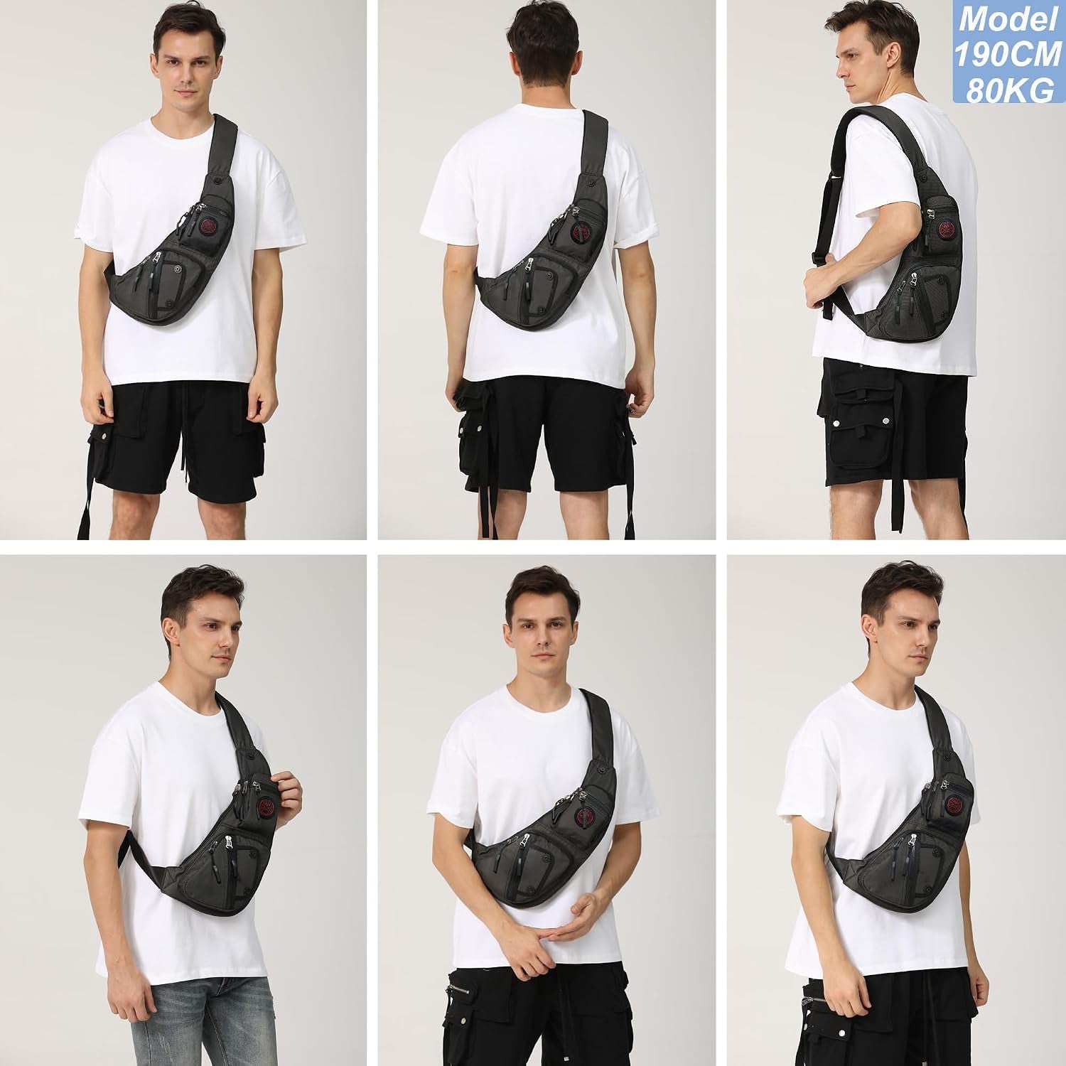 Sling Bag Chest Shoulder Backpack Crossbody Bags Casual Daypack for Men Women (Black-2620N)