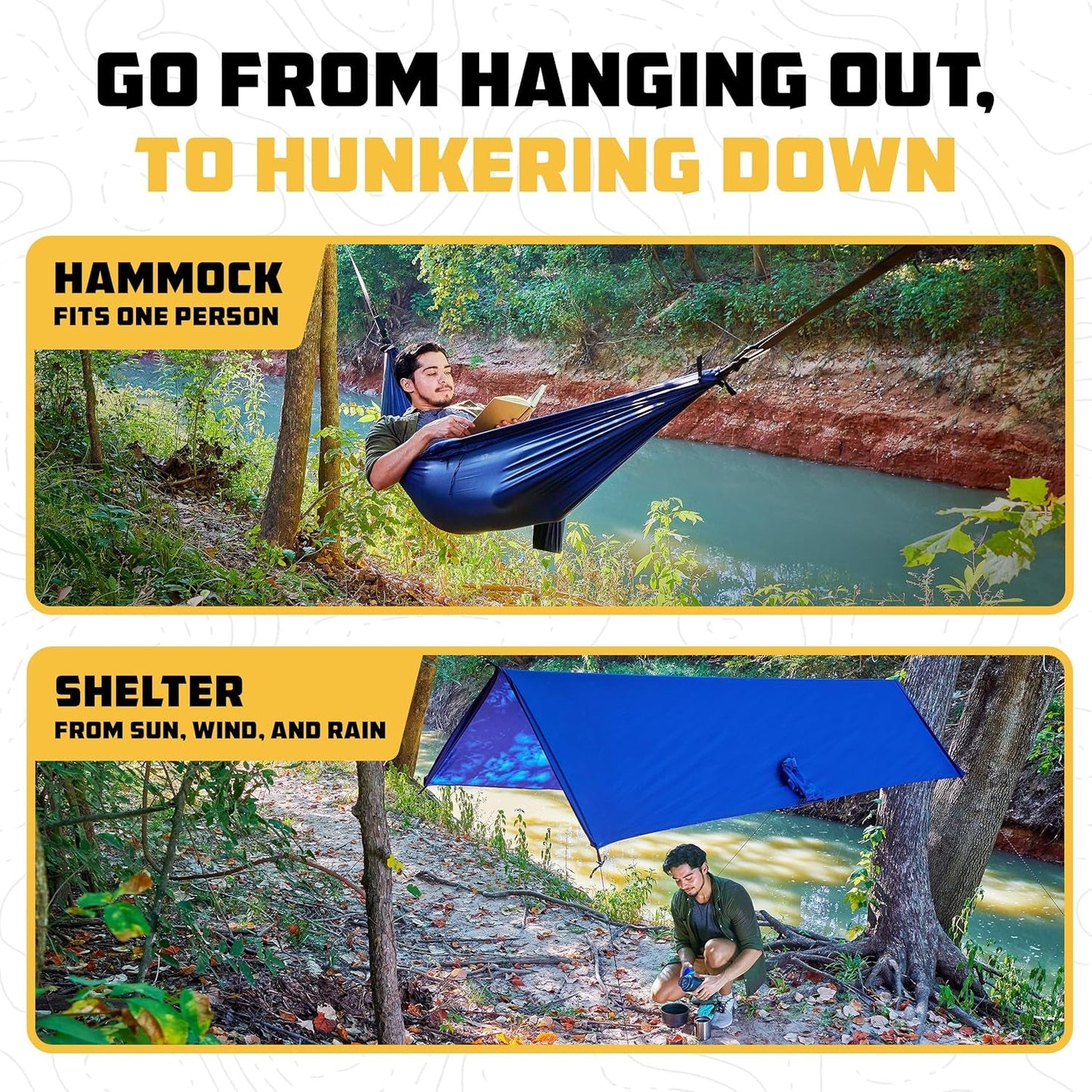 Camping Hammock – up to 500Lbs Portable Hammock with Tree Straps - Travel, Backpacking, Hiking, Outdoors Camping Gear - Single or Double