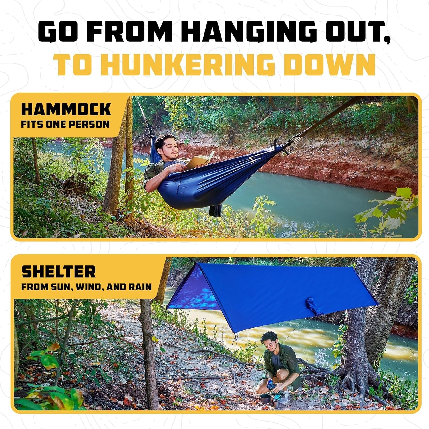 Camping Hammock – up to 500Lbs Portable Hammock with Tree Straps - Travel, Backpacking, Hiking, Outdoors Camping Gear - Single or Double